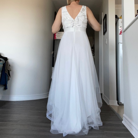 Azazie Ever-Pretty Sequin Embroidered Tulle High Low Dress - Picture 10 of 12